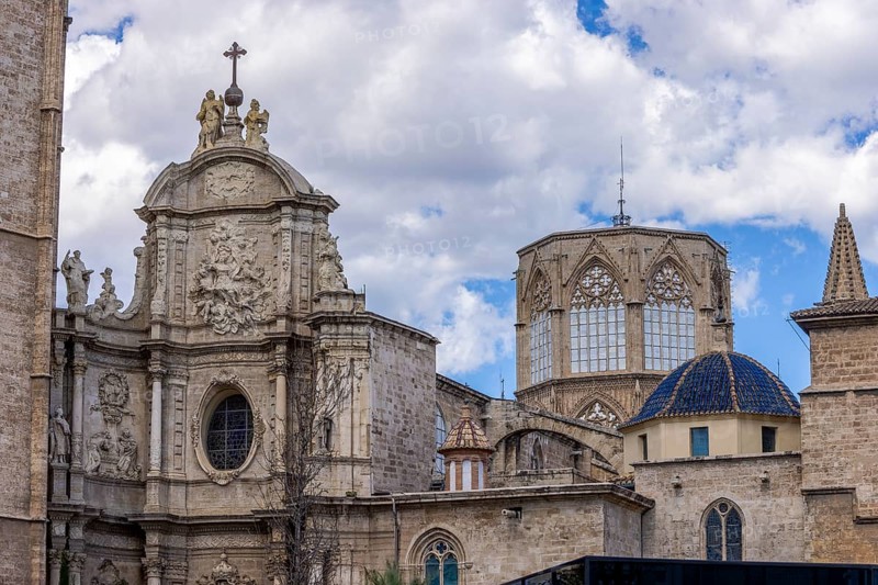 Detail of the Cathedral of Valencia (Catedral de Santa María de Valencia), in the historic centre, Valencia, Autonomous Community of Valencia, Province of Valencia, Spain