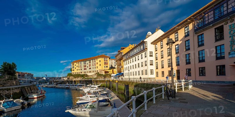 Llanes Harbour, City View, Street Scene, Asturias Green Coast, Llanes, Asturias, Spain