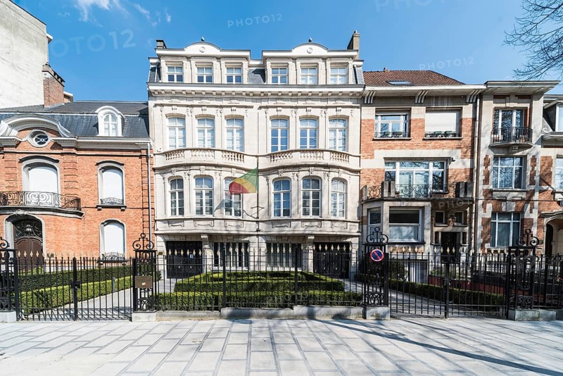 Ixelles, Brussels/ Belgium, 03 30 2019: Facade of the embassy of the Republique du Congo, Franklin Roosevelt Avenue
