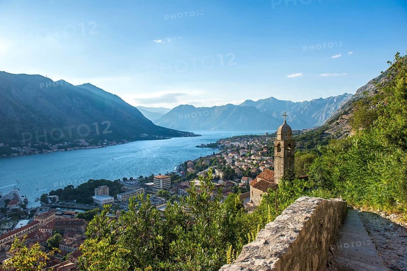 Beautiful sunset in Kotor bay at summer