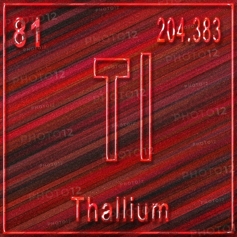 Thallium chemical element, Sign with atomic number and atomic weight, Periodic Table Element