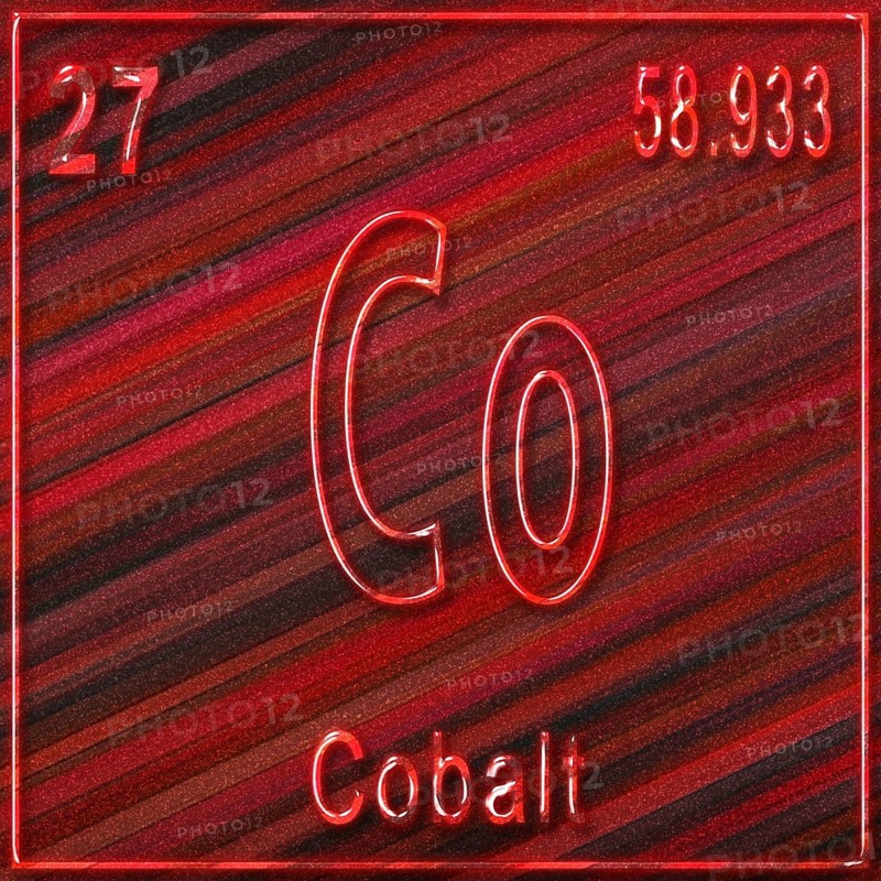 Cobalt chemical element, Sign with atomic number and atomic weight, Periodic Table Element