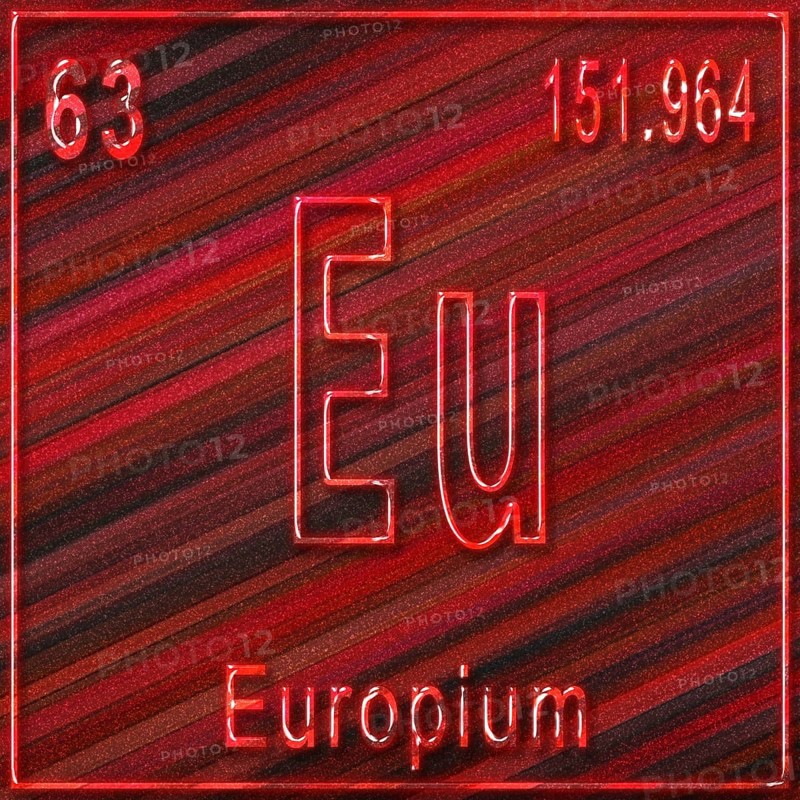 Europium chemical element, Sign with atomic number and atomic weight, Periodic Table Element