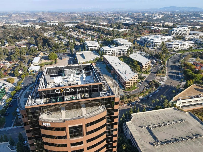 Aerial view of business office building in University City large residential and commercial district, San Diego, California, USA. December 1st, 2020