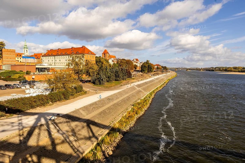Beautiful view of Vistula River, by the coast of Torun, Poland