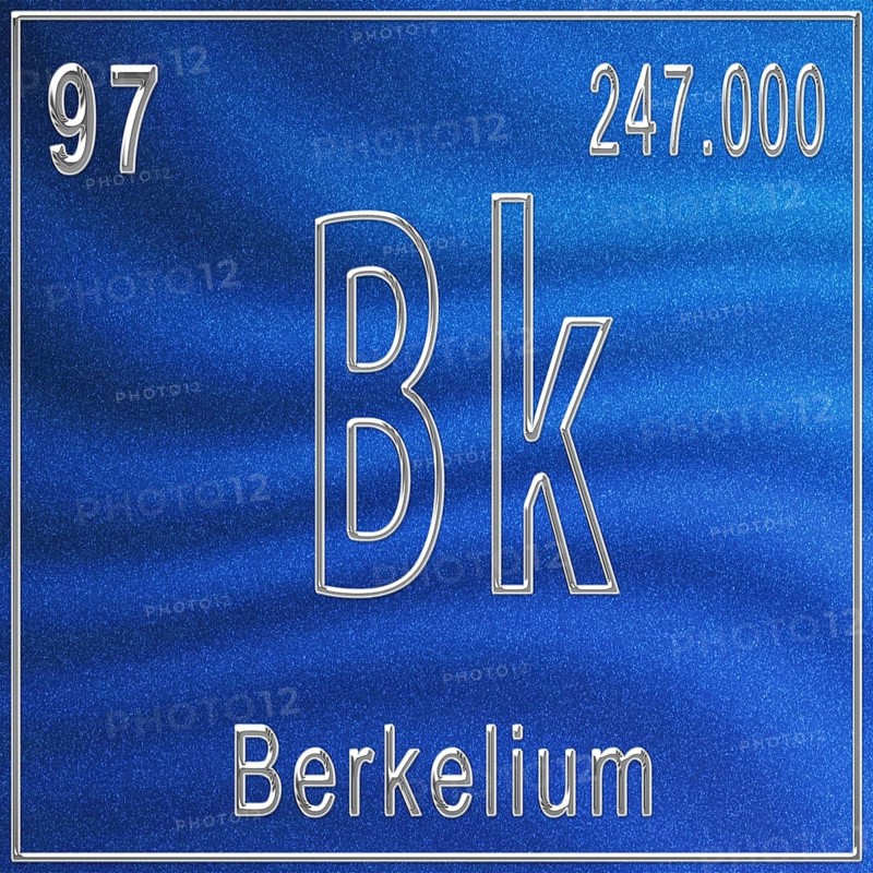 Berkelium chemical element, Sign with atomic number and atomic weight, Periodic Table Element