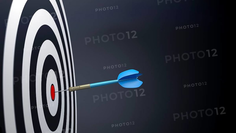 A blue typical dart arrows 3D illustration