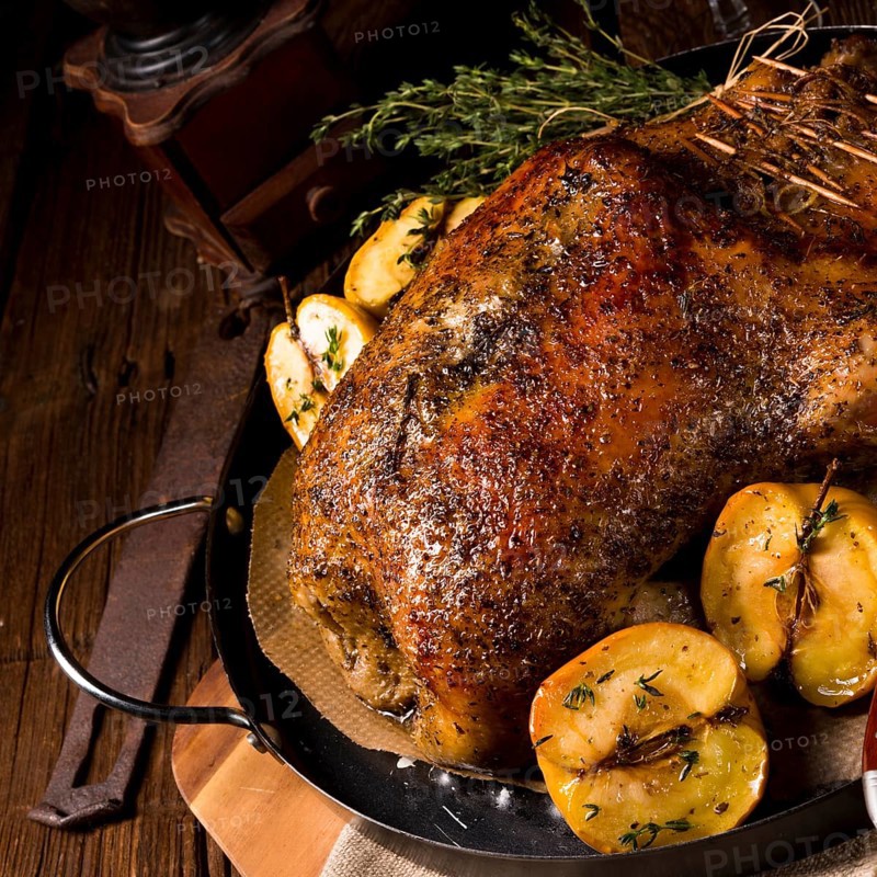 Duck on old Polish roasted with thyme and Apple
