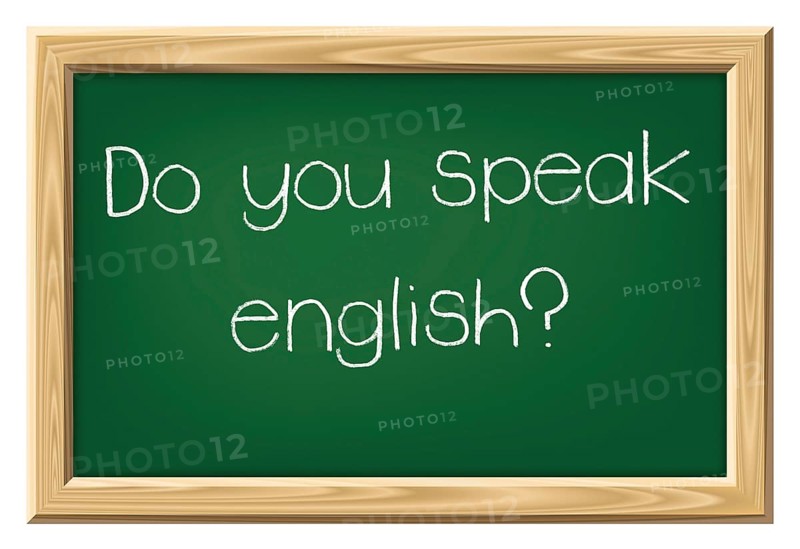 A nice black chalkboard with text Do you speak english?