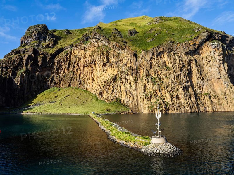 Breakwater in front of the harbour entrance, Heimaey, Westman Islands, Suðurland or South Iceland, Iceland