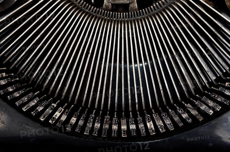Part of vintage portable typewriter with Cyrillic letters