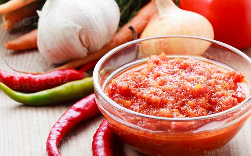 Red hot chilli pepper and ingridients for sause