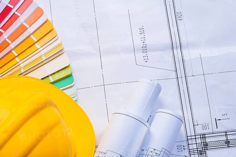 Composition yellow hardhat color palette blueprints