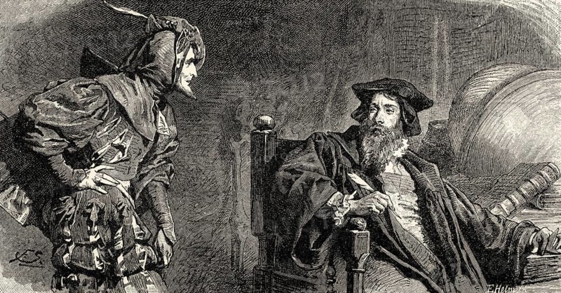 Study, Faust and Mephistopheles, first part of the tragic play Faust by Johann Wolfgang von Goethe