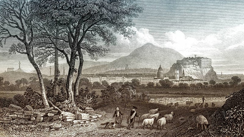 View from Craigleith, Edinburgh, Scotland, 19th century, from Modern Athens by Th. H. Shepherd