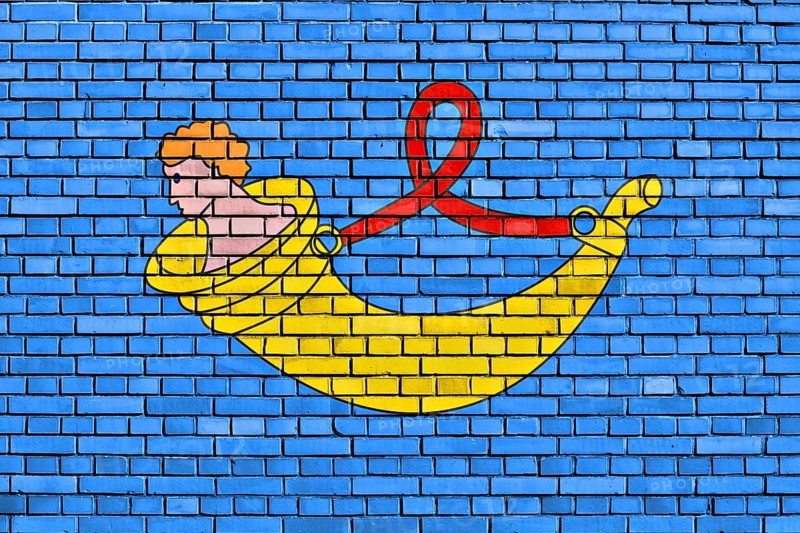 Flag of Uithoorn painted on brick wall