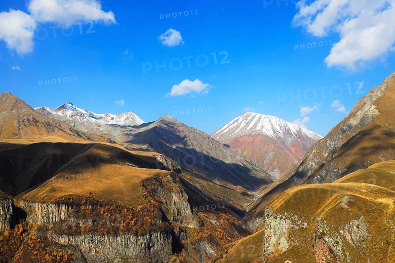 Mount Kazbek in the Greater Caucasus, Georgia, Asia