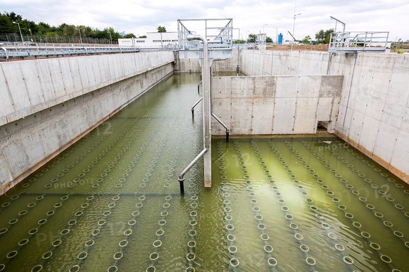 The Solid Contact Clarifier Tank in Water Treatment plant. Modern urban wastewater treatment plant