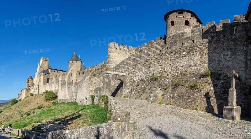Aude gate, Carcasona, fortified villa, Aude, Languedoc-Rosellón region. French Republic