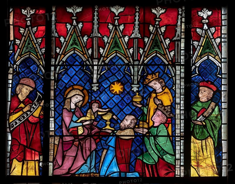 Strasbourg Cathedral, Cathédrale Notre-Dame de Strasbourg, south aisle, 5th window from the west, Life of the Virgin and Childhood of Jesus, Three Wise Men