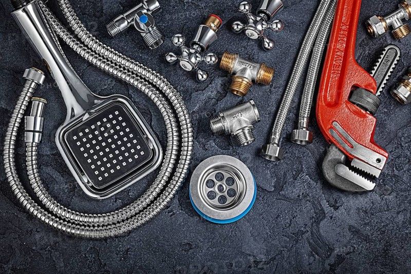 Bathroom Tools And Accessories On Black Stone Background