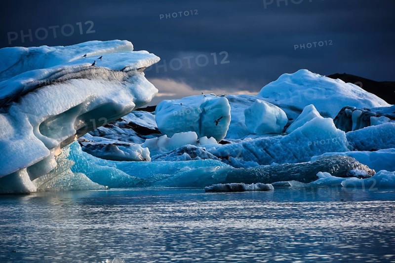 Calved iceberg in the glacial lake of Jökulsarlon, Iceland, Island of Iceland, Northern Europe