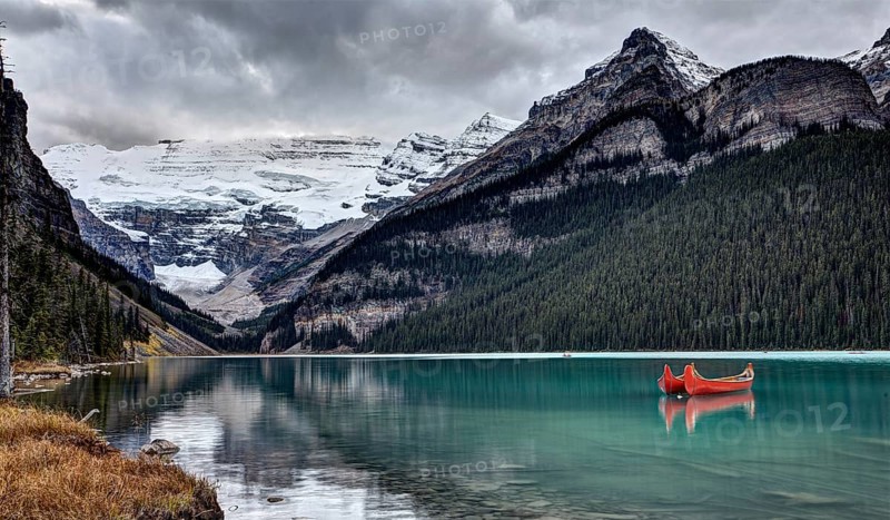 Lake Louise Alberta Red Canoe Rental serene