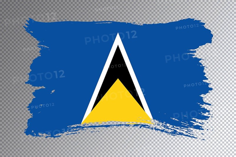 Saint Lucia flag brush stroke, national flag on transparent background