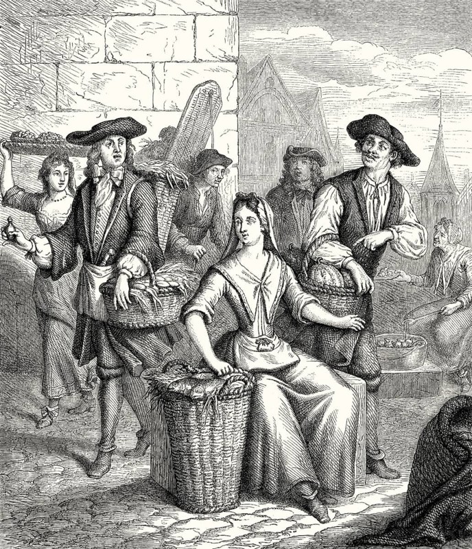 Les Halles de Paris, fresh food market, 18th century