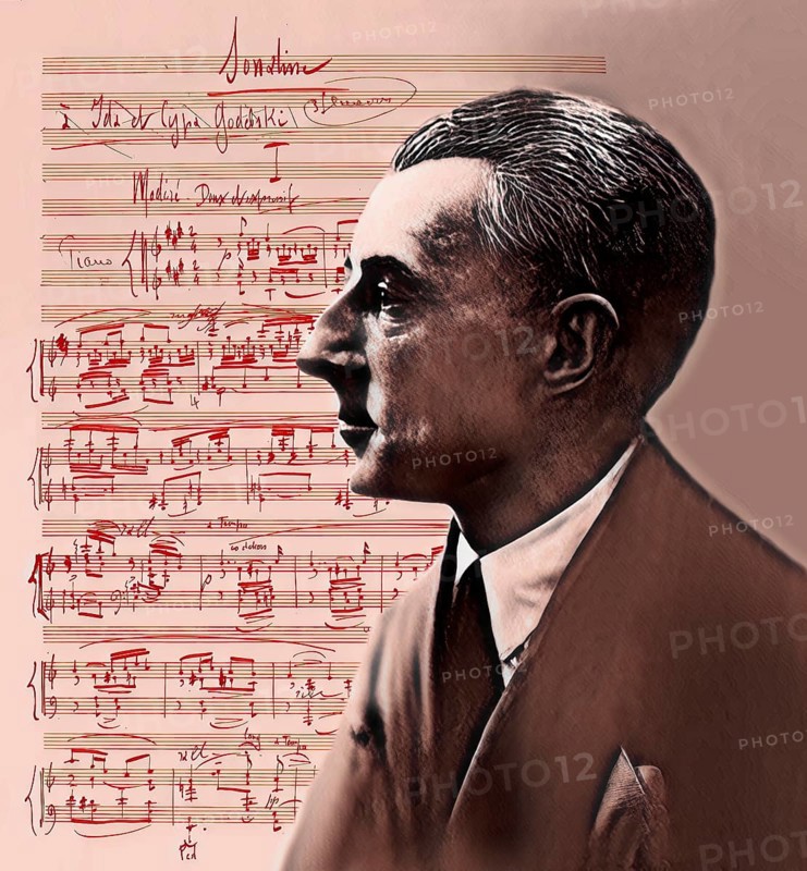 Joseph Maurice Ravel, 1875 – 1937, French composer, pianist and conductor, leading musician in Impressionism, 1925, sheet music from Sonatine, premier mouvement, 1905, digitally edited