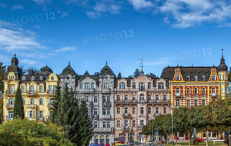 Street in Marianske Lazne city center, Czech republic