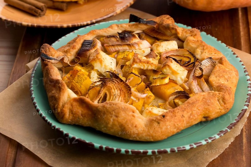 Galette with leeks, pumpkin and feta, lodz, poland