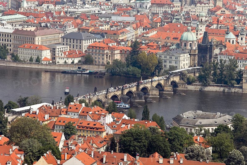 View of Prague from the observatory tower, Charles Bridge