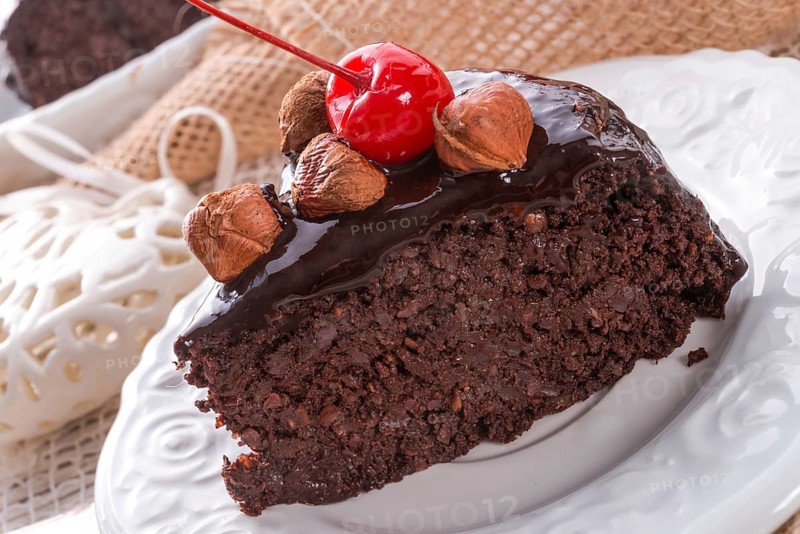 Chocolate Walnut cake with cherries