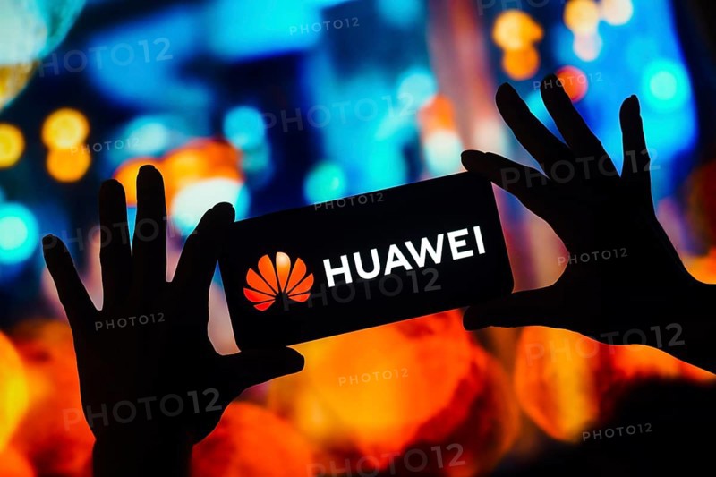 In this photo illustration, the Huawei Technologies logo is displayed on a smartphone mobile screen