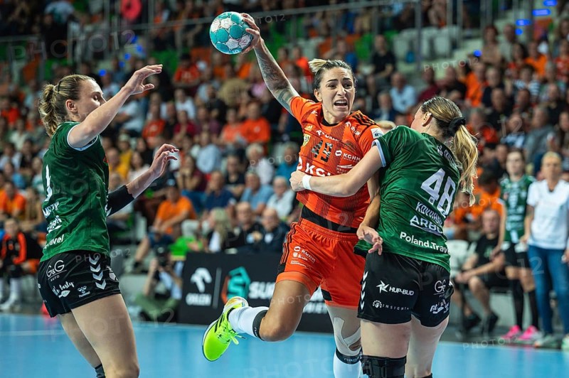 LUBIN, POLAND - MAY 22, 2024: Handball Orlen Superleague Women match MKS Zaglebie Lubin - MKS FunFloor Lublin. In action Patricia Machado Matieli