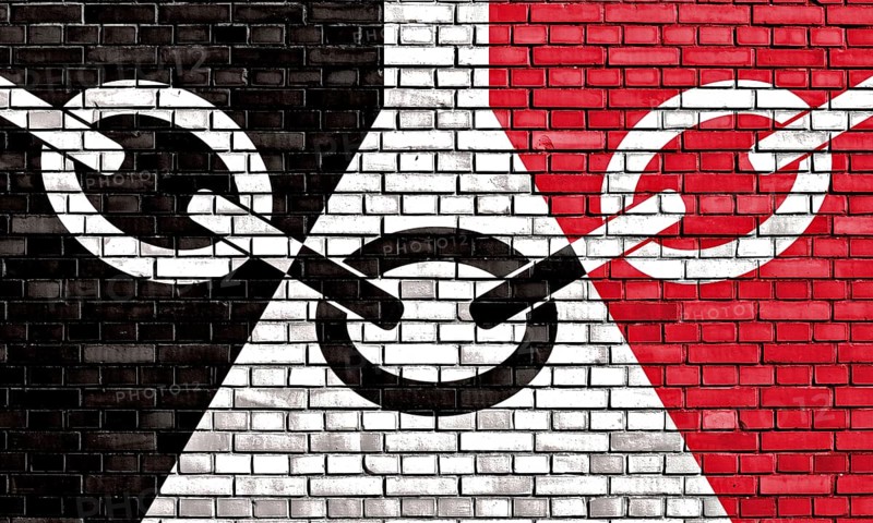 Flag of Black Country painted on brick wall