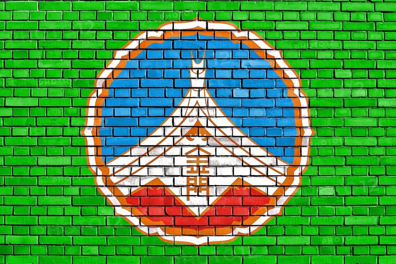 Flag of Kinmen painted on brick wall