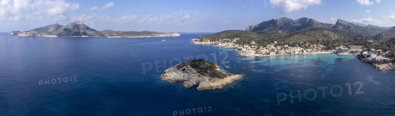 Es Pantaleu and Dragonera island, Sant Elm, andratx coast, Majorca, Balearic Islands, Spain