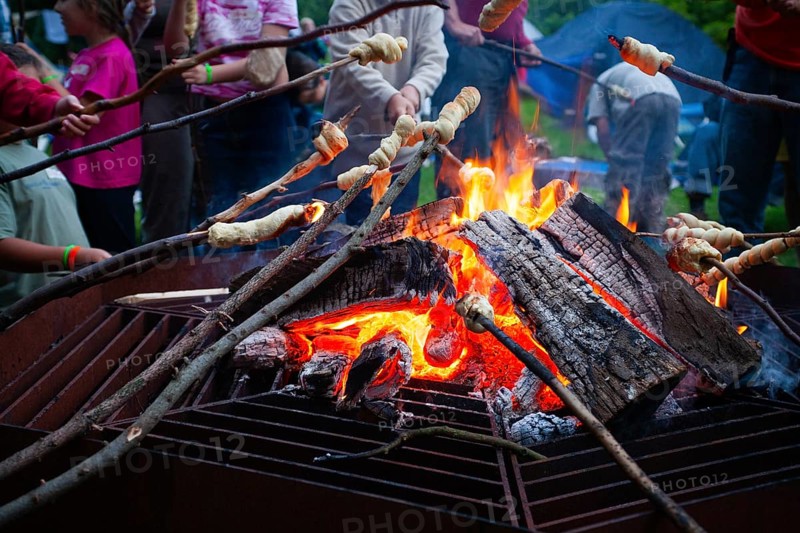 Stick bread over a campfire
