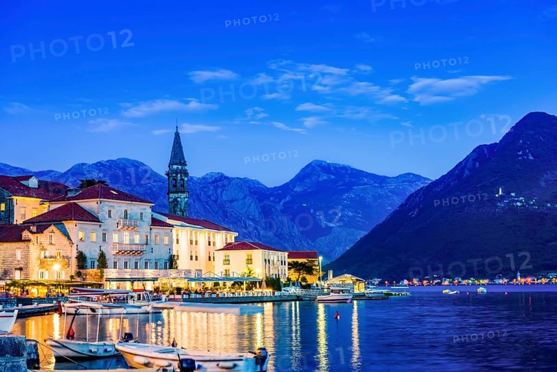 Evening in Perast, small town of Montenegro