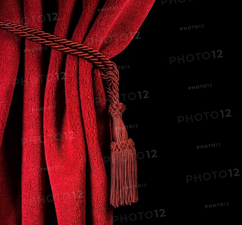 Red theatre curtain and red tassels
