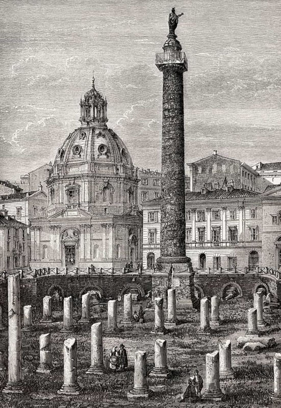 Remains of the Basilica Ulpia, Church of the Most Holy Name of Mary at the Trajan Forum, Rome, Italy, 19th Century