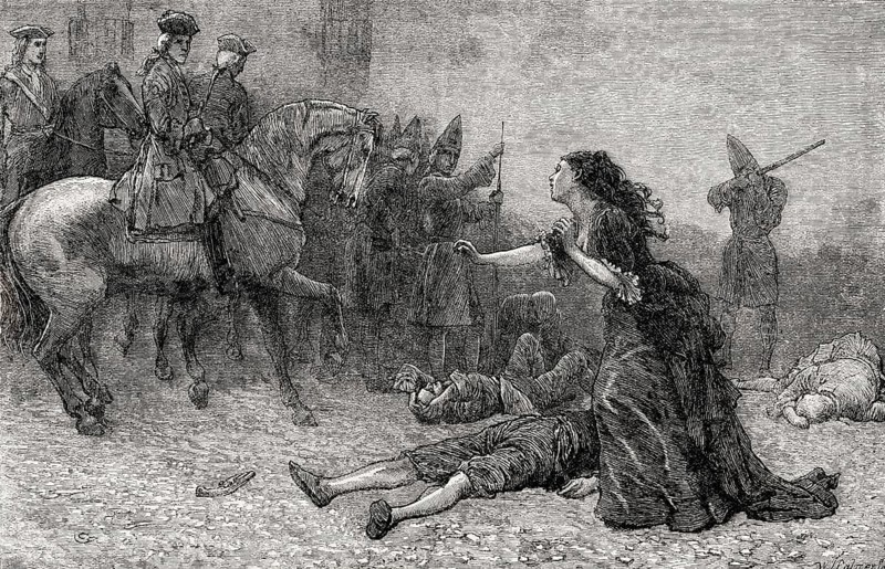 The Rescue of the Duchess of Popoli, Siege of Barcelona, 18th century, War of Spanish Succession, From British Battles on Land and Sea, by James Grant