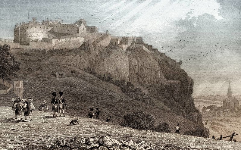The Castle, from The Mound, Edinburgh, Scotland, 19th century, from Modern Athens by Th. H. Shepherd