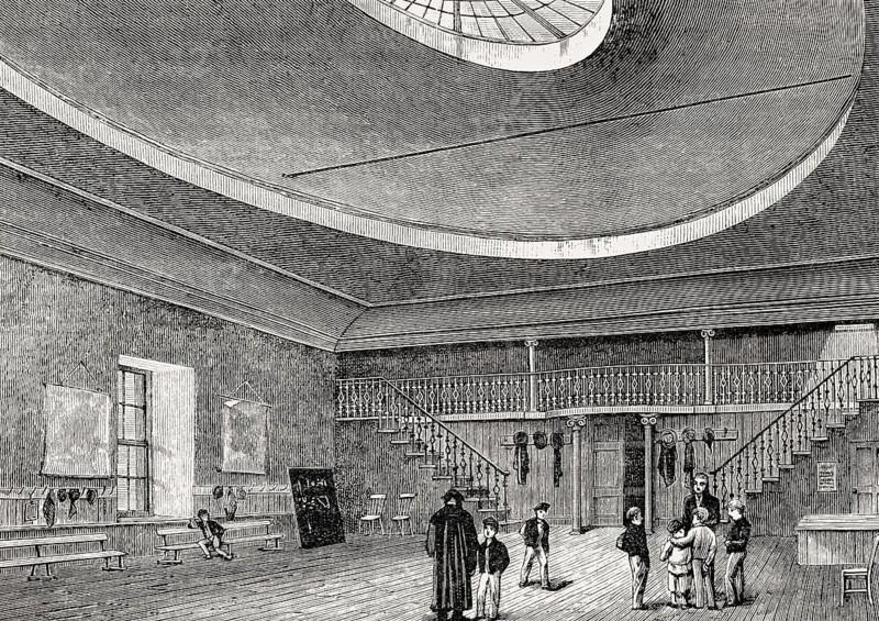 Interior view of St Cecilia's Hall as school, Edinburgh, Scotland, 19th century