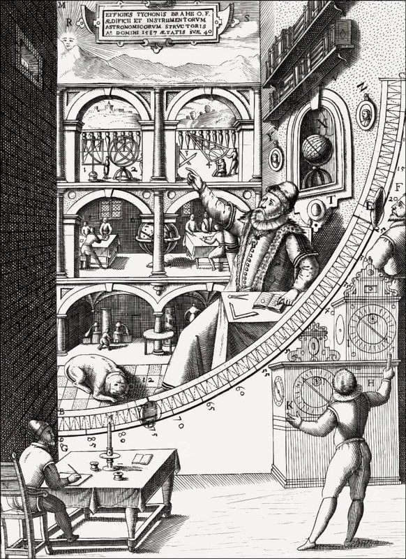 Tycho's Wall Quadrant, Tycho Brahe in his Uraniborg observatory, 1598