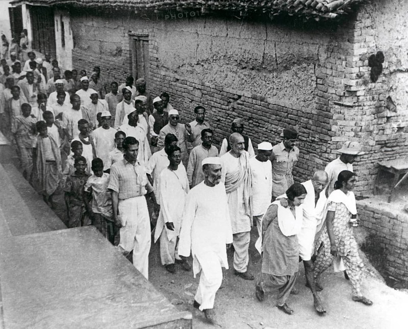 Mahatma Gandhi during his march through Bihar, India, March 1947 - MODEL RELEASE NOT AVAILABLE