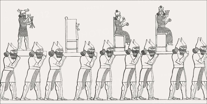 Procession with the figures of the gods, Neo-Assyrian Empire