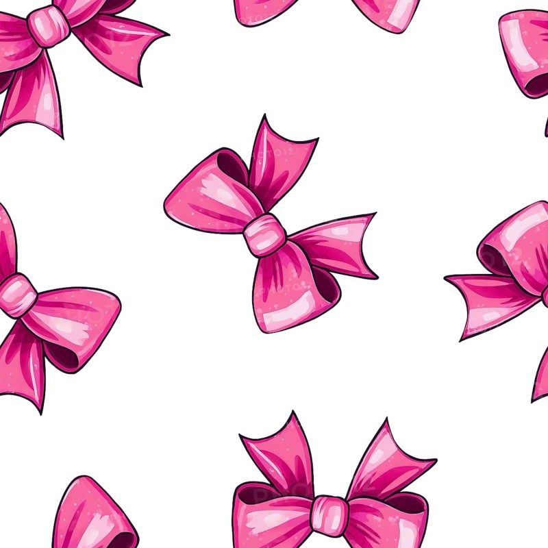 Pink hair bows seamless pattern on white background